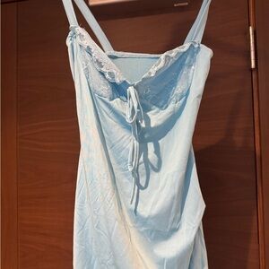 Elegant Blue Lace Trim Nightgown/Dress (cotton)